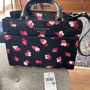Kate Spade Staci Flutter Hearts Printed Medium Satchel Crossbody
